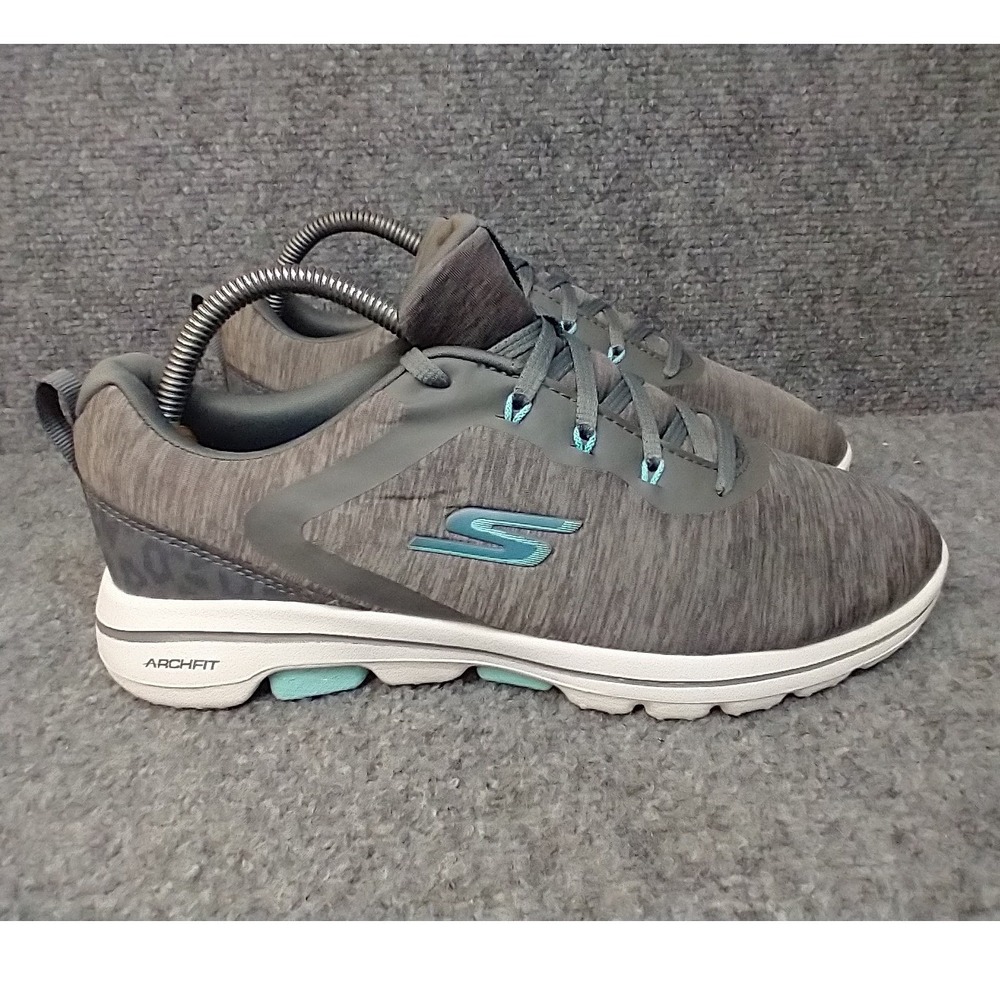 Skechers Go Golf Arch Fit Shoes Womens 8.5 Grey Teal Leopard Print 123034